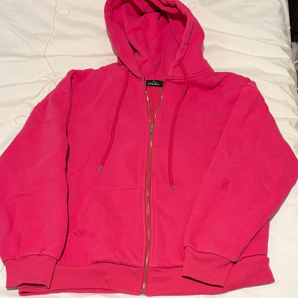Vibrant Pink Zip-Up Hoodie